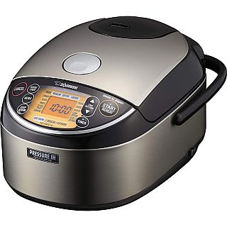 Image shows the Zojirushi NP-NWC10 pressure IH rice cooker and warmer
